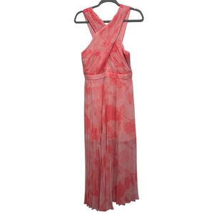 Ted Baker women’s NWT’s Mirelia Coral Cross Front Pleated midi dress. Size 6